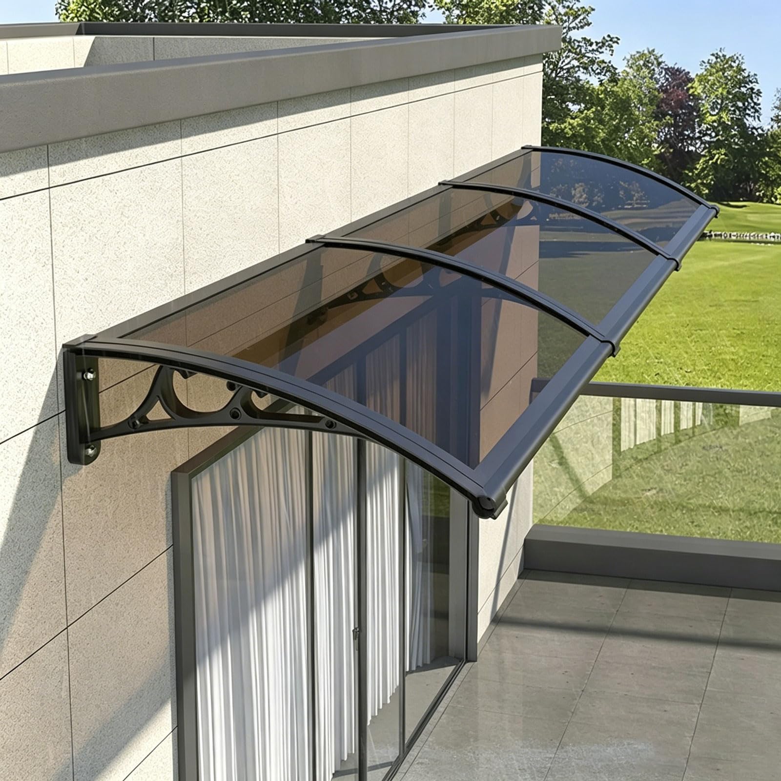 SIONDSTS Door Canopy Outdoor,Exterior front door awnings with Aluminum Bracket,Overhang awning for windows,Multi-color Polycarbonate Sheet,UV,Snow Protection Rain for Back, Porch,Orange,120x100cm