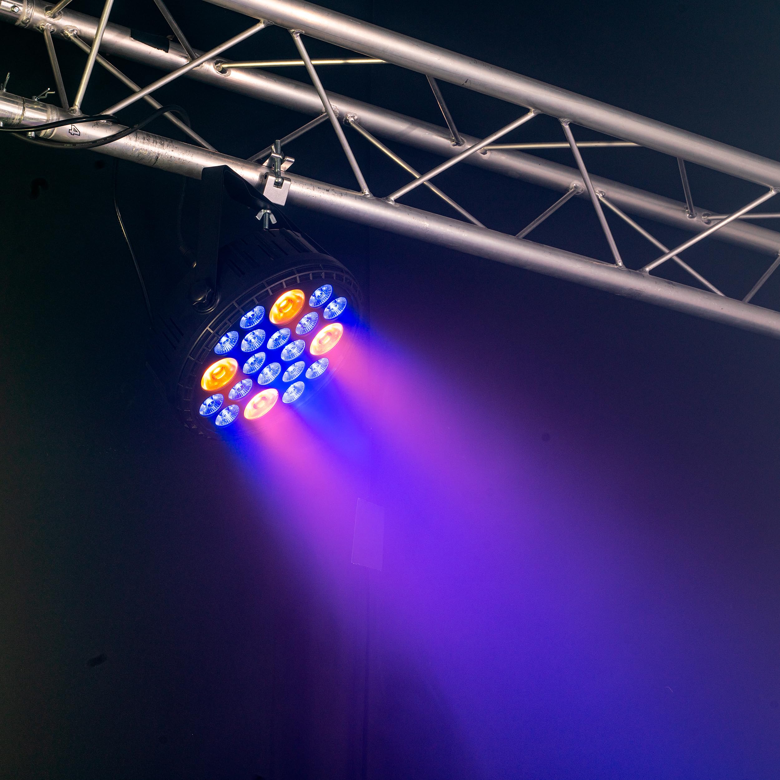 Ibiza - BIGPAR-16RGBW4A - Proiettore PAR XXL - 16 LED RGBW Multicolore + 4 LED ambra - 12 canali DMX - Effetto stroboscopico e dimmer - Telecomando - Serate, feste, palchi, spettacoli, eventi