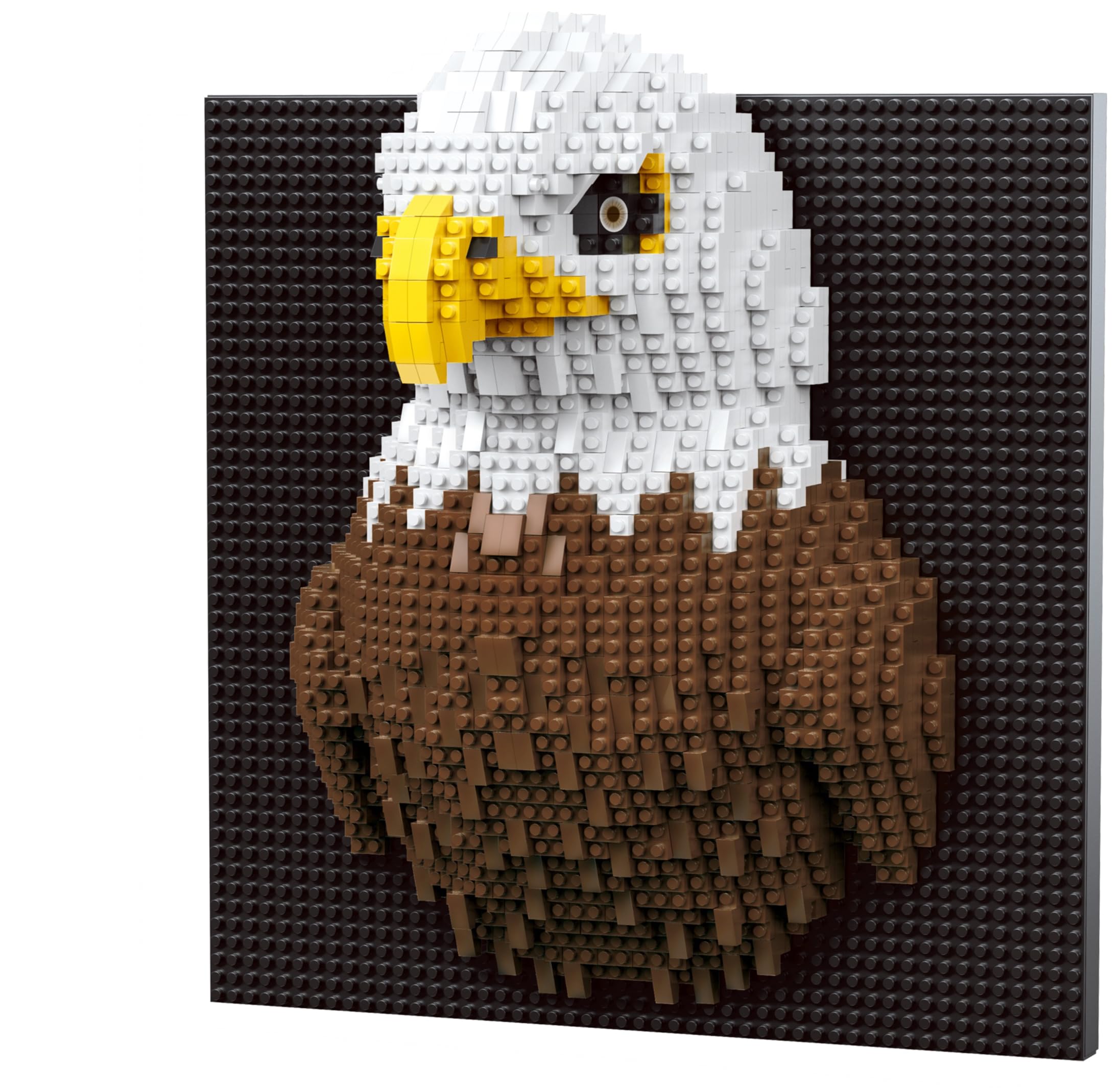 alltogetho 3D Bald Eagle Building Blocks Mosaic - 1500Pcs Micro Toy American Eagle Sculpture Wall Hanging Art, Majestic Fierce Animal Model Kit, Unique Office Desk Decor Gift for Adults
