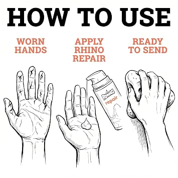 Rhino Skin Solutions Repair Cream Made for Your Adventure, Hand Repair Cream for Dry Cracked Hands, Non Greasy Hand Lotion with Honey and Tea Tree for Athletes and Workers, Made in USA (1 oz)