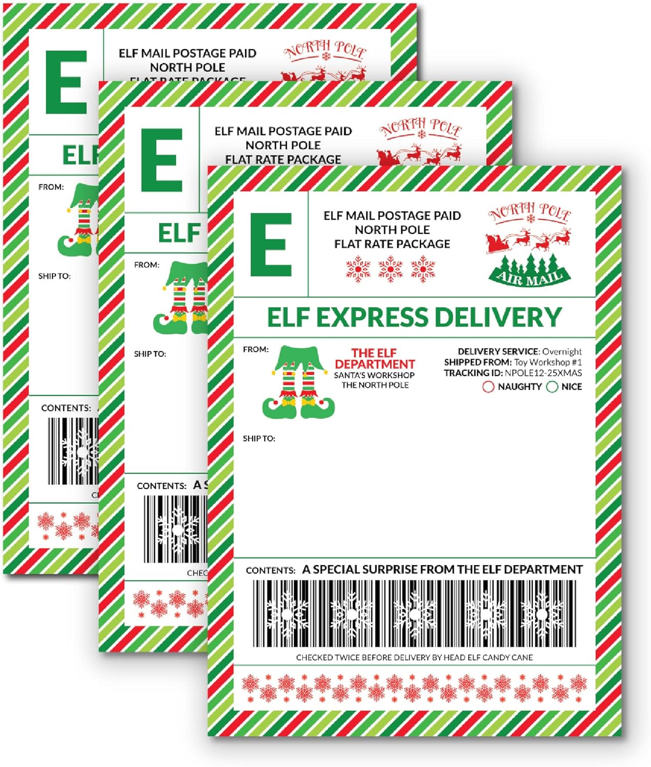 15 Elf Express Delivery Mail Shipping Labels from The North