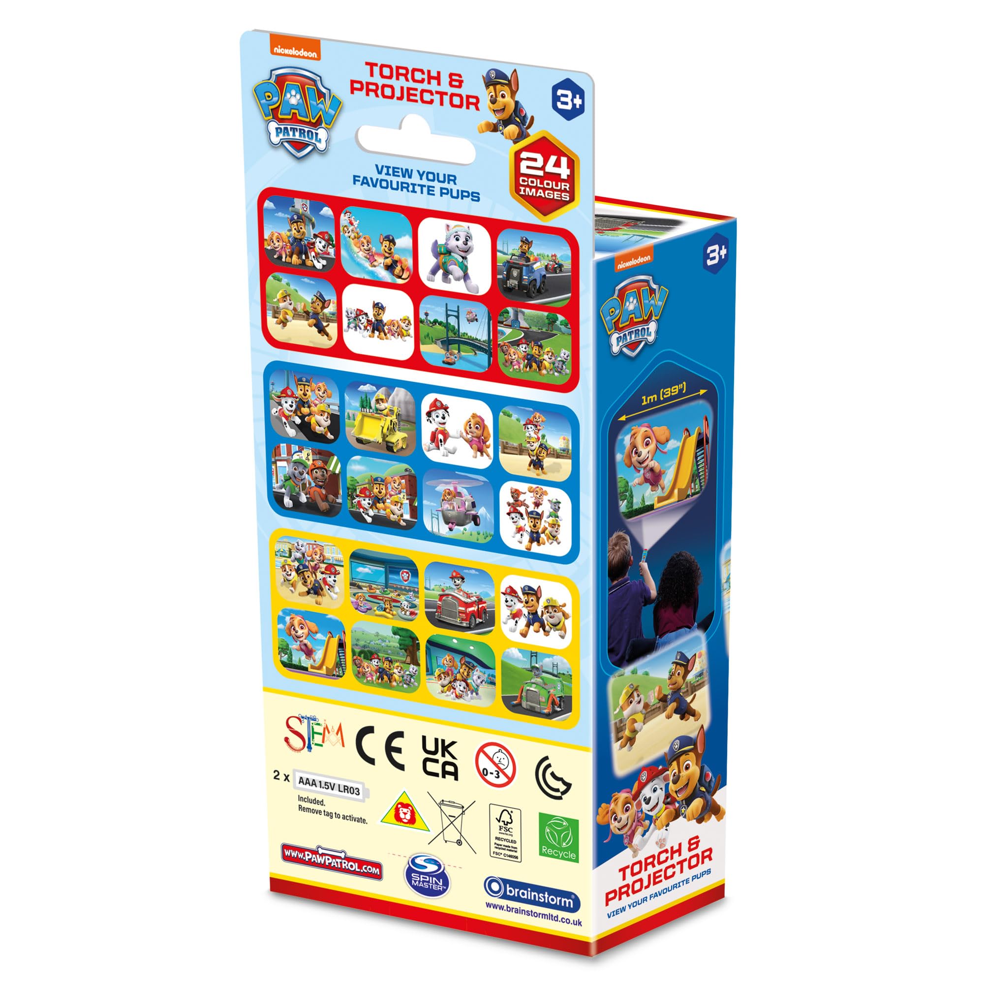 brainstorm Paw Patrol Torch & Projector Linterna y proyector, 4.3 x 1.4 Inches Ltd NIC1003