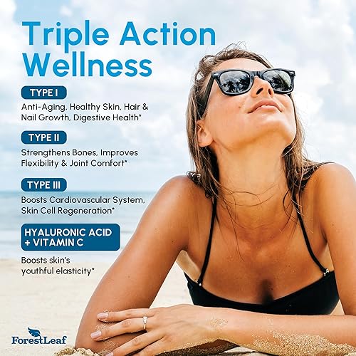 Miniatura 4 de ForestLeaf - Suplemento de colágeno avanzado tipo 1 2 y 3 con ácido hialurónico y vitamina C fórmula antienvejecimiento mejora el cabello las uñas y