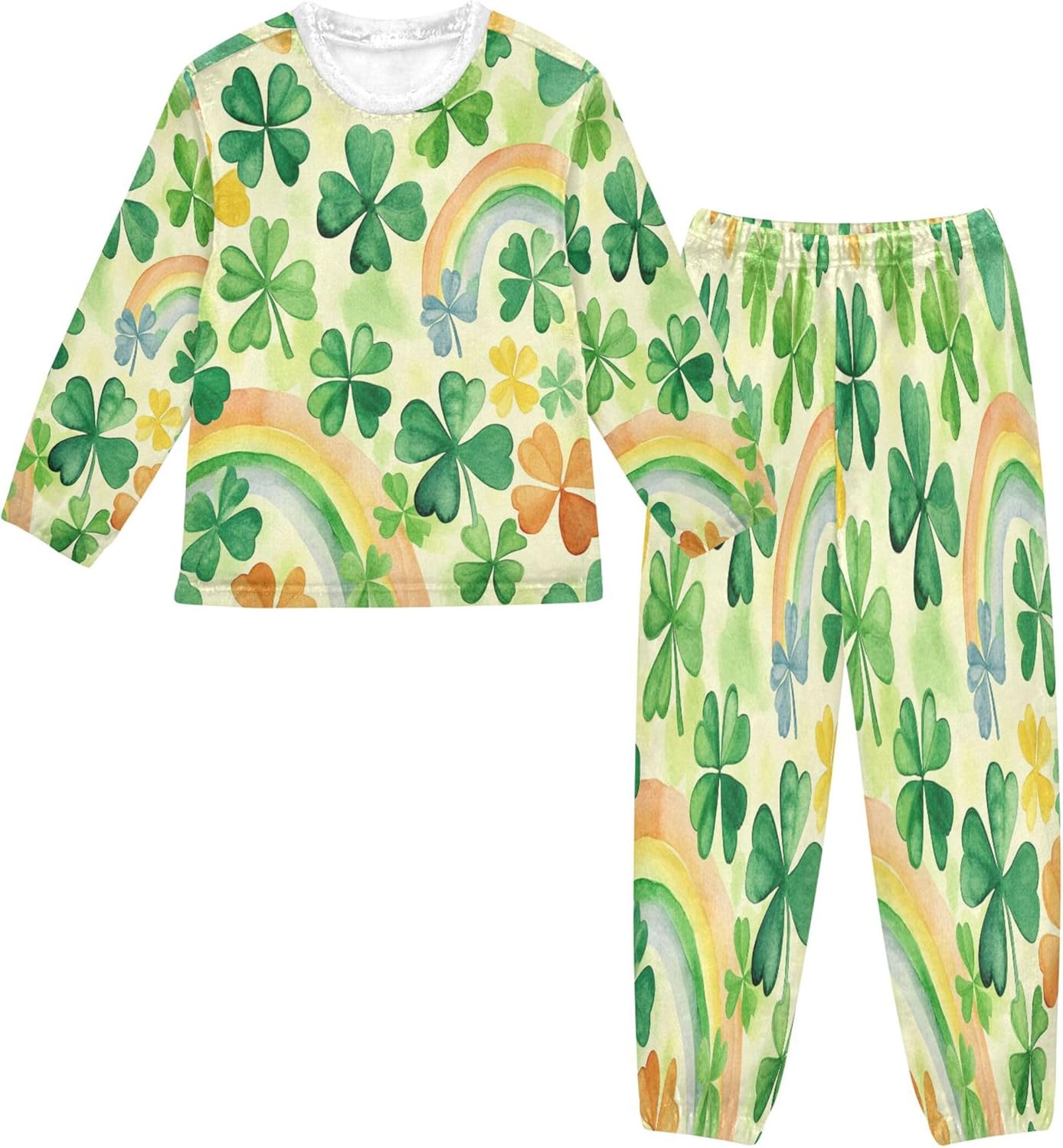 Fleece Pajama Sets Long Sleeve Top with Pants Soft Sleepwear 2 Piece Pjs Set