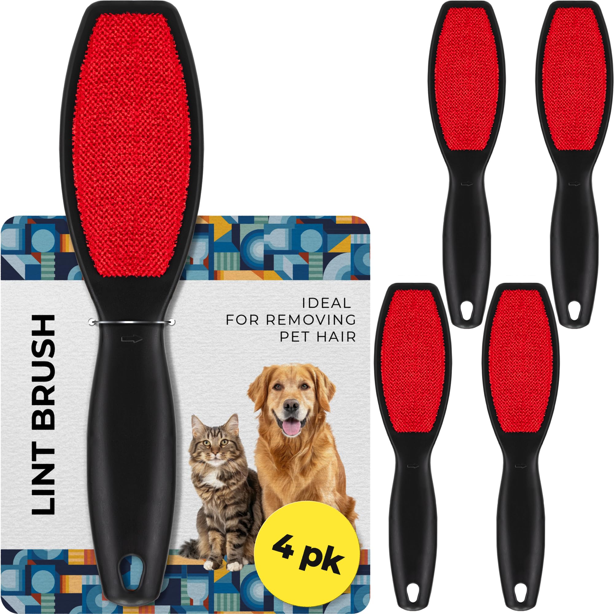 Decorrack Spazzola Per Pelucchi A Doppia Faccia, Rimozione Pelucchi, Rimozione Peli Di Animali Domestici, Fuzz, Polvere (Confezione Da 4)-image