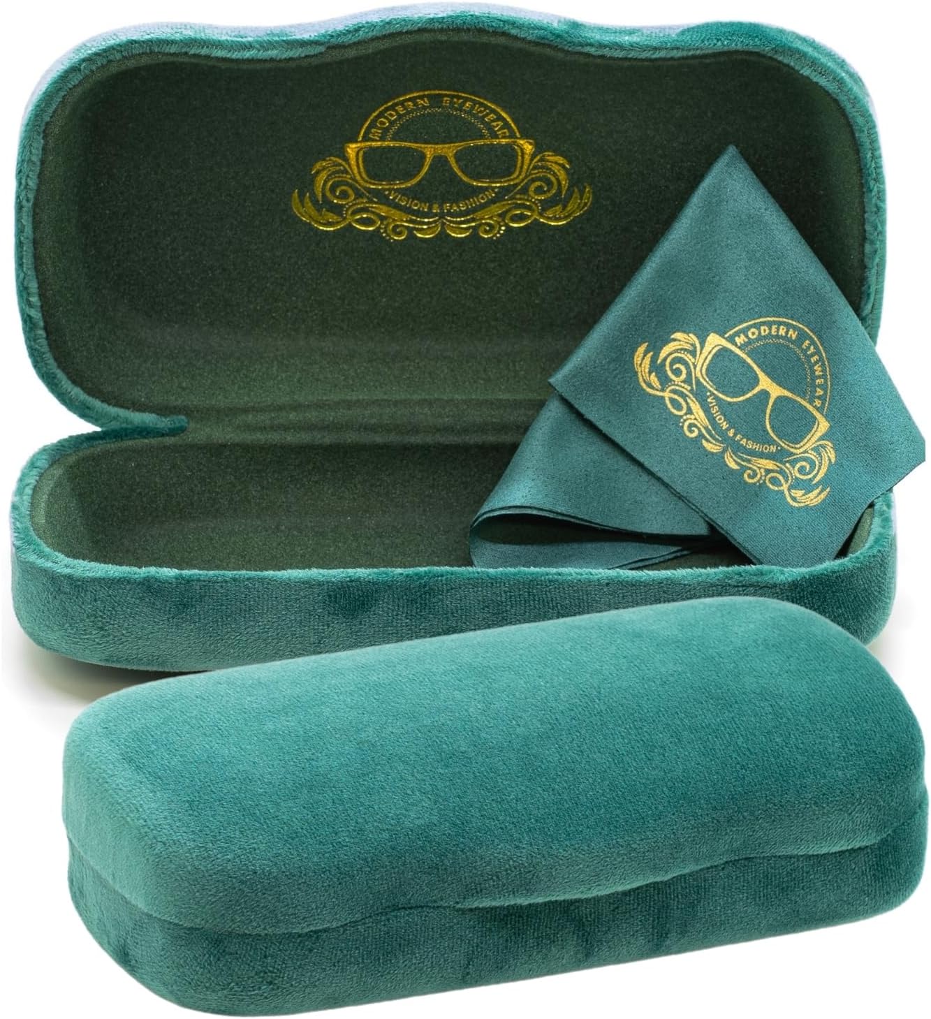 Hard Velvet Shell Glasses Case with Cleaning Cloth