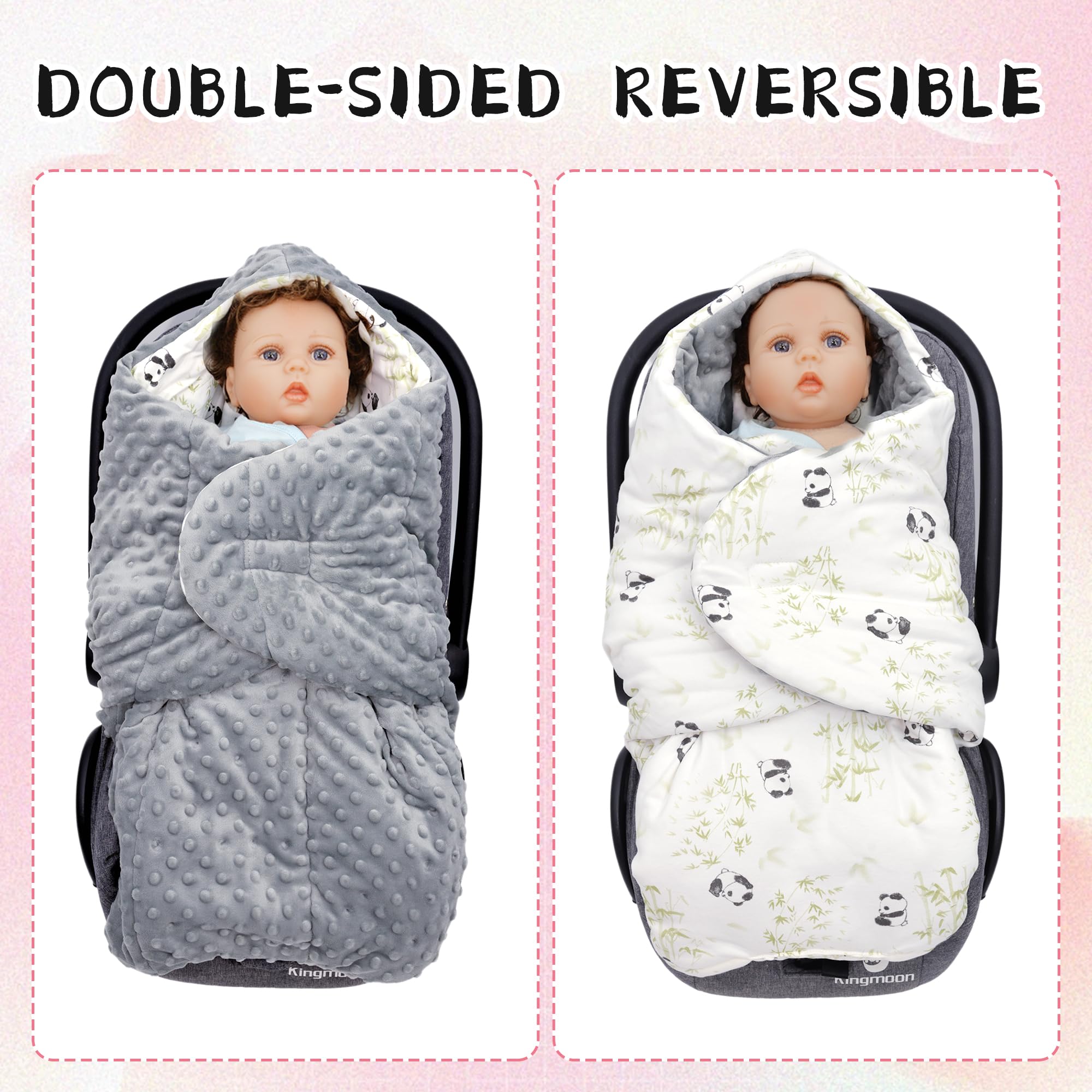 Couverture Enveloppante Bébé Hiver Double-Face - Nid D'Ange Universel Pour Poussette Et Siège Auto, Coton & Peluche Doux