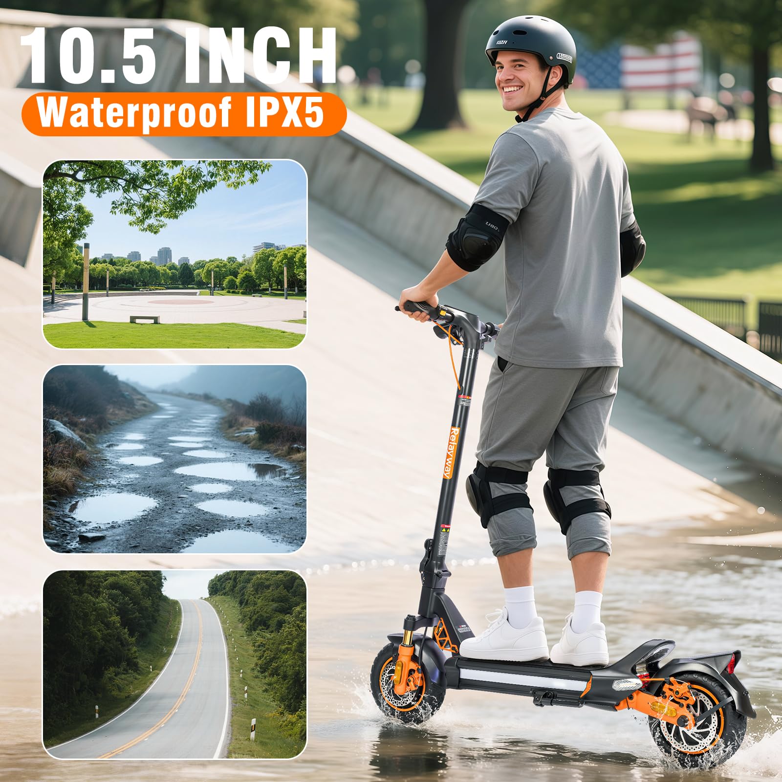 Scooter eléctrico todoterreno de doble motor de largo alcance, scooter eléctrico rápido de 30 mph, capacidad resistente de 400 libras y suspensión doble 7