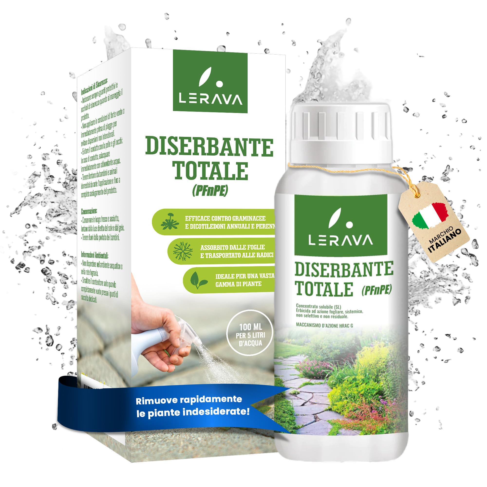 LERAVA® Diserbante Totale Potente (2x500 ml) - Glifosato erbicida contro erbacce