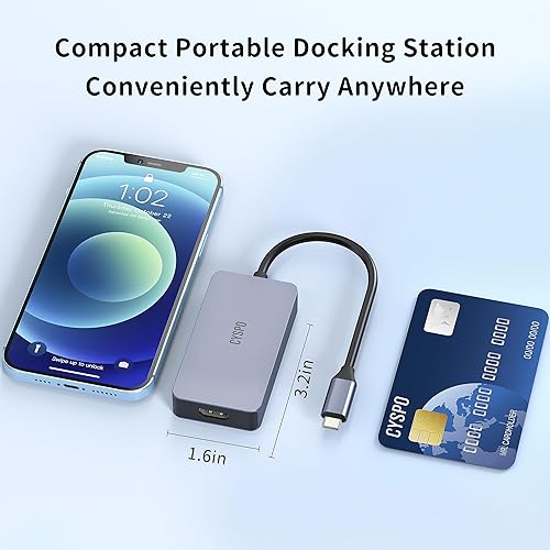 Miniatura 2 de Mini concentrador USB C, adaptador USB C a HDMI dual, base USB C de viaje 4 en 1 con 2 HDMI 4K, puerto USB 3.0, cargador PD de 100 W, compatible con