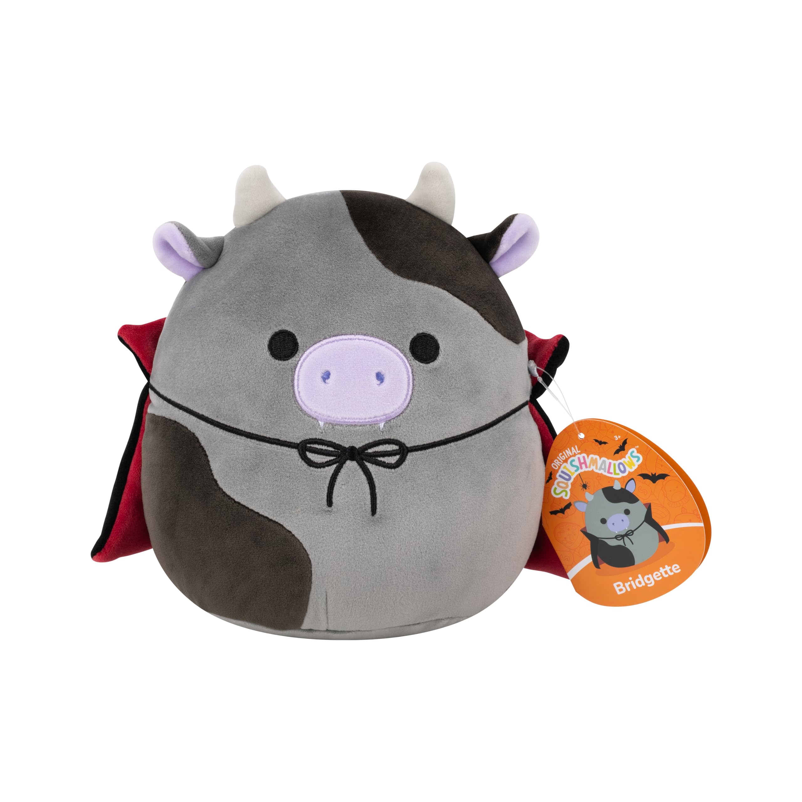 Squishmallows Original 7.5-Inch Bridgette the Grey and Black Cow Halloween Plush, Multicolor, 7.75 inches - Image 2