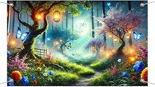 Spring Floral Backdrop Natural Scenery Forest Tree Photo Backdrop Background for Children Wedding Party Decor Studio Portrait Photobooth Prop Spring Decoration 71×41 Inch - Buy now