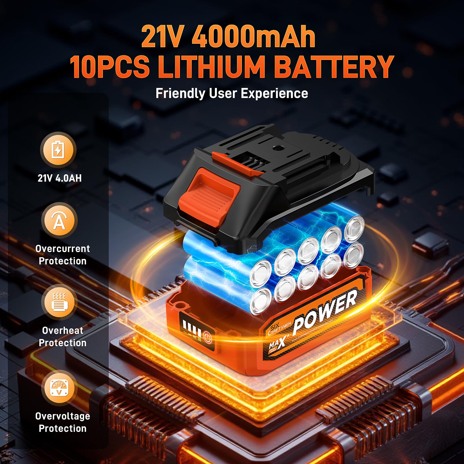 500 N.m Avvitatore a Impulsi Brushless 21V, 1/2" Avvitatore ad Impulsi, Avvitatore a Percussione con Batteria 4.0 Ah, Velocità Regolabile, Ideale per Fai da te, Mobili e Auto Leggere