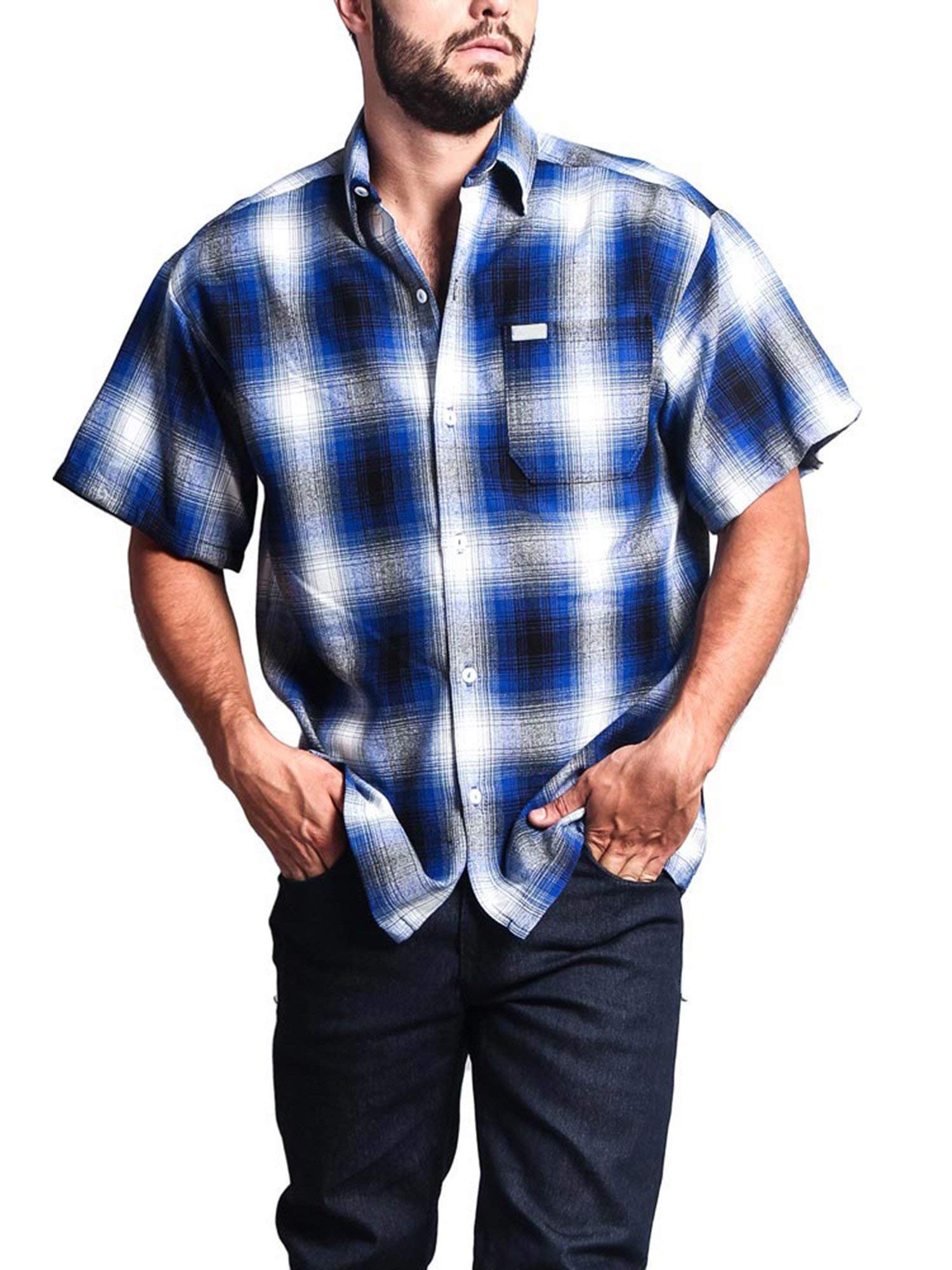 G-Style USA Western Plaid Button-Up Shirt – Casual Long Sleeve, Relaxed Fit, All-Season Wear