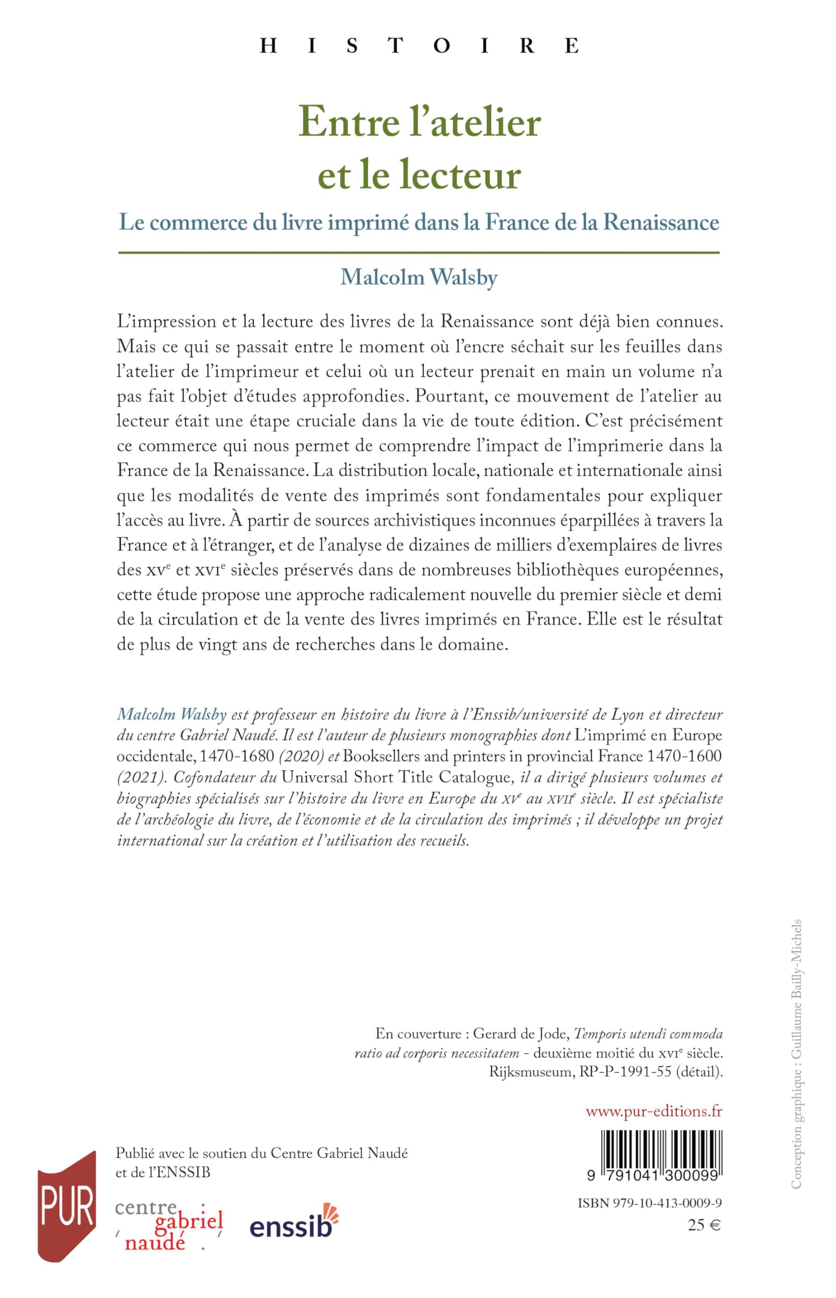 Entre l'atelier et le lecteur: Le commerce du livre imprimé dans la France de la Renaissance