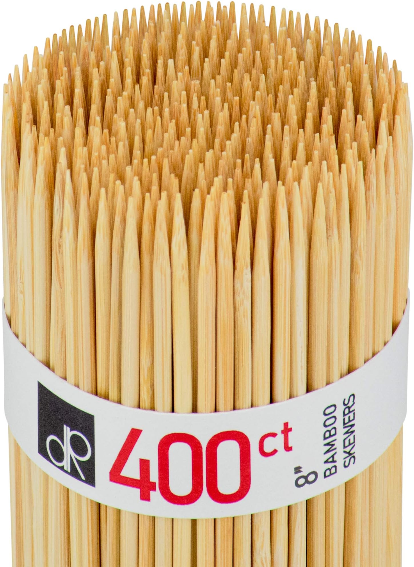 DecorRack Natural Bamboo Skewer Sticks, 400 Pack of 8 inch Natural Wooden Barbecue Kabob Skewers, Best for Grill, BBQ, Kebab, Marshmallow Roasting or Fruit Sticks