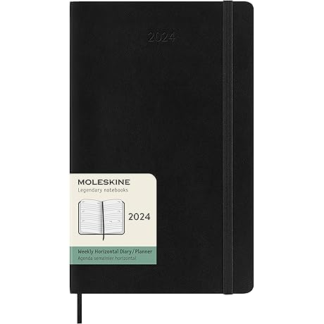 Moleskine 2023 Horizontal Weekly Planner, 12-Month, Large, Black, Soft Cover (5 x 8.25)