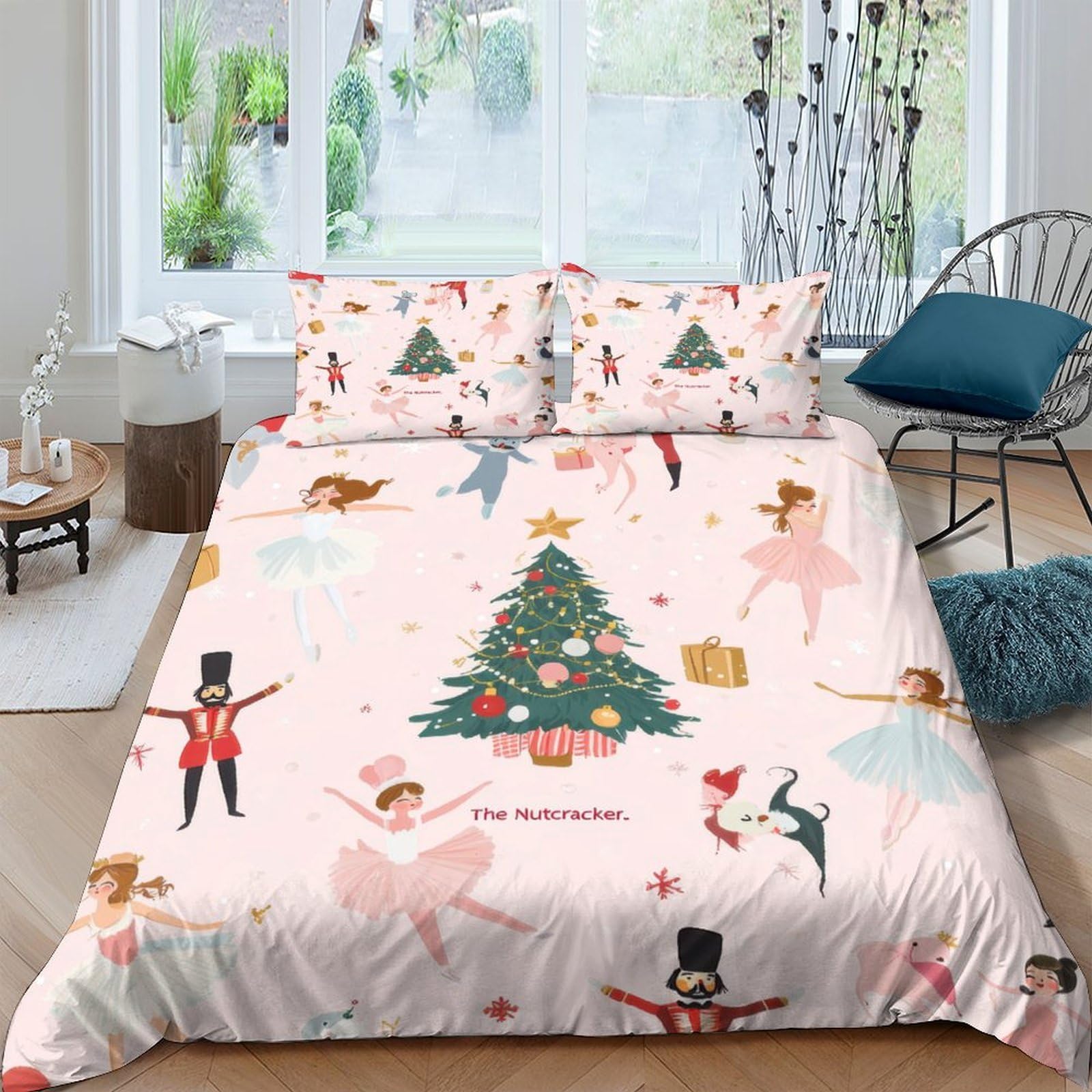 Ctjqhvkz Style-7 3D Printed Christmas Tree Fitted Sheet Microfiber Ballet Nutcracker Mattress Cover Non-Slip Washable Decor For Bedroom Guest Room Single（135X200cm）