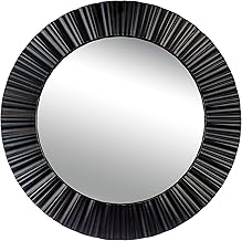 Kiera Grace Groove Black Plastic Wall Round Mirror, 20 x 20 inches, Black