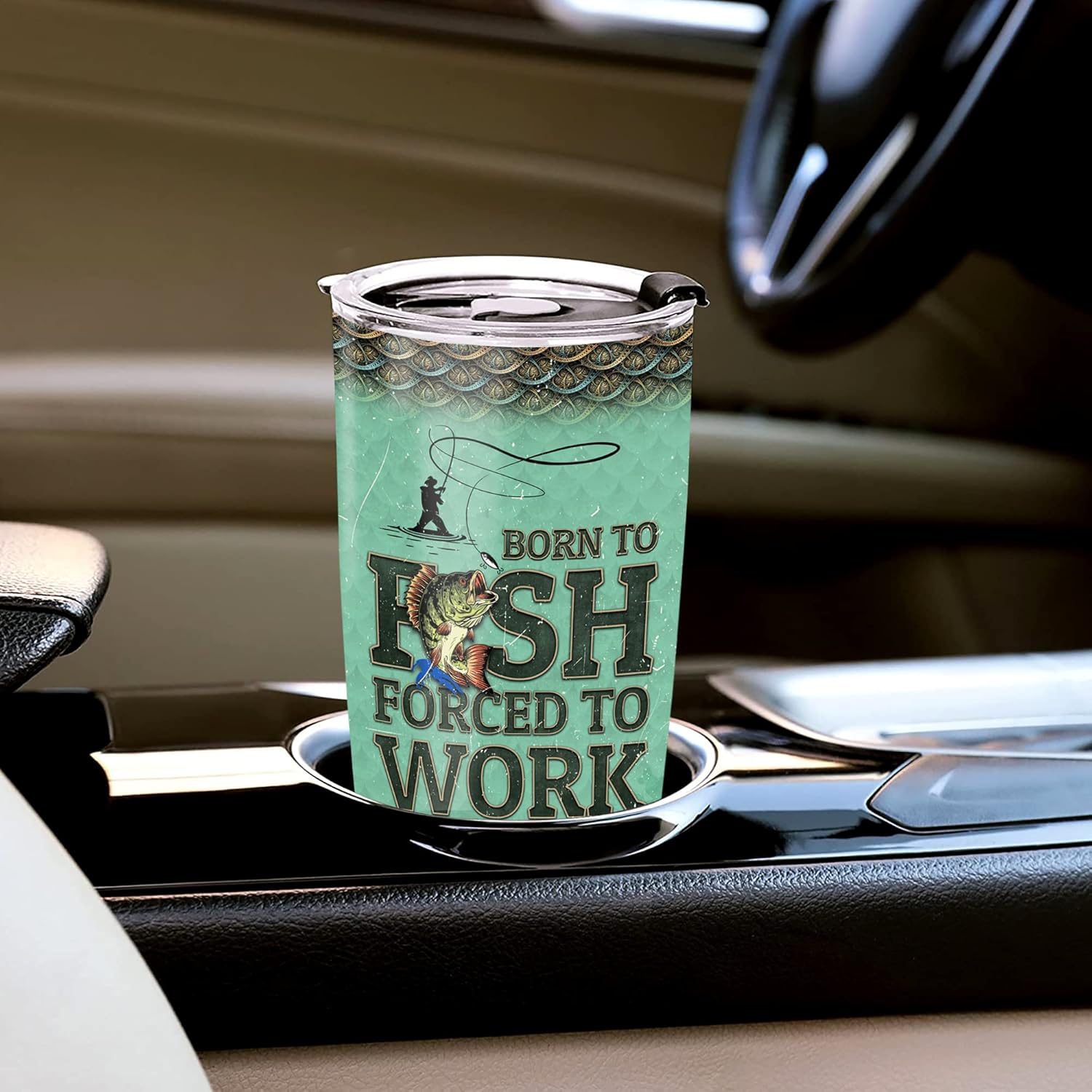 WAZONE Fishing Insulated Tumbler Cup 20oz American Flag Vacuum Travel Mug Stainless Steel Born To Fish Forced To Work Funny Gifts Birthday Presents Christmas for Dad Men Fisherman - Image 5