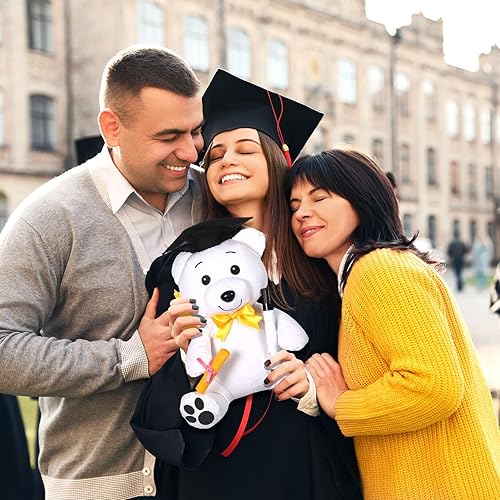 Miniatura 4 de Peluche de autógrafo de graduación de 12 pulgadas 2023, juguete de peluche blanco liso con autógrafo de felicitaciones graduado con bolígrafo negro