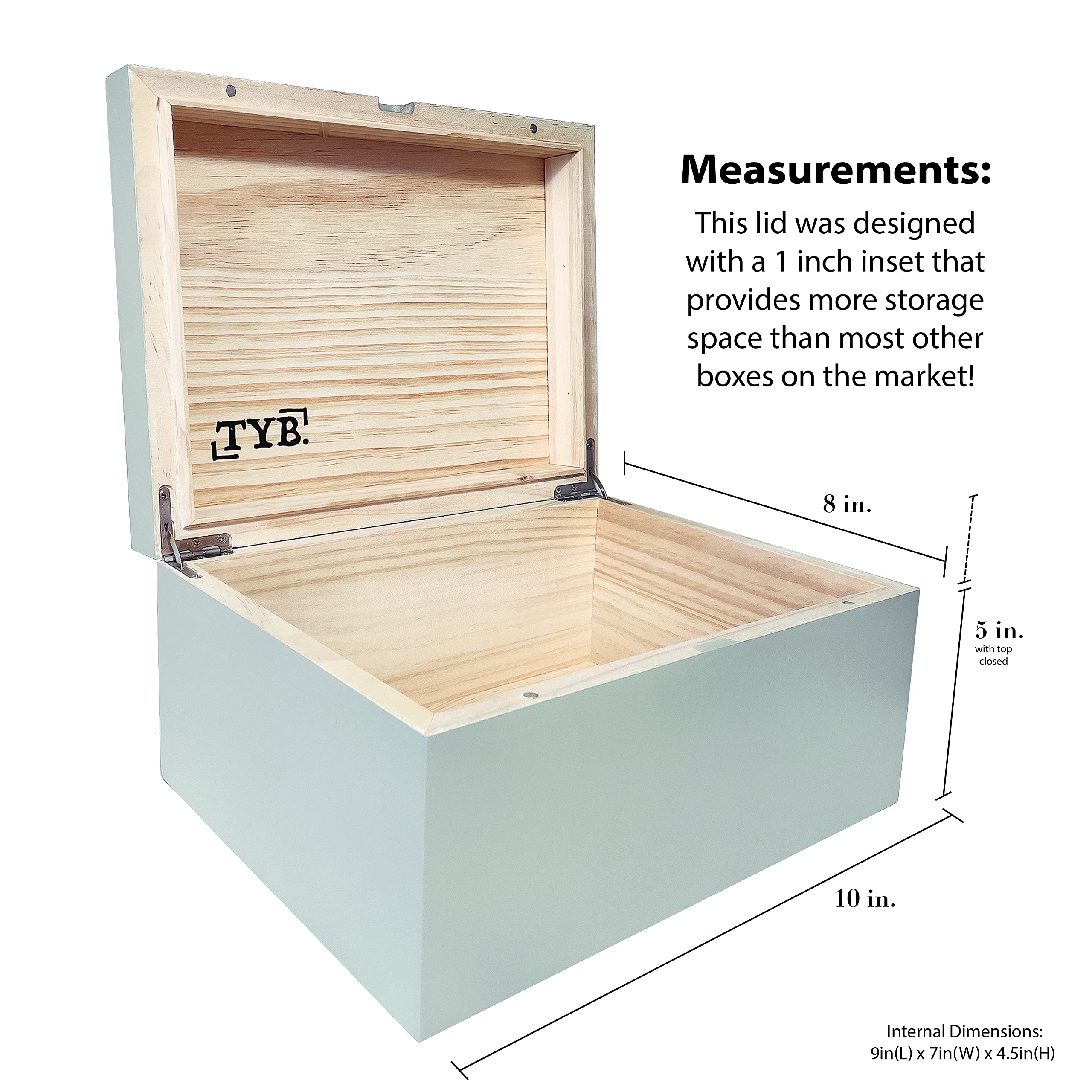 Large Wooden Box with Hinged Lid Keepsake and Stash Boxes with Lids Decorative Photo Storage