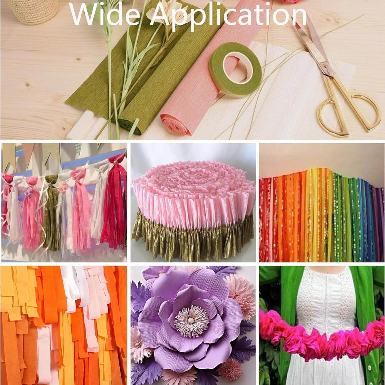 TOP-VIGOR Crepe Paper Roll, 7.5ft Length 20 Inch Width Colorful Craft Streamers for Birthday, Wedding, Party Decorations, Craft & Packing Decorative Sketch and Cutting Paper, Olive Green
