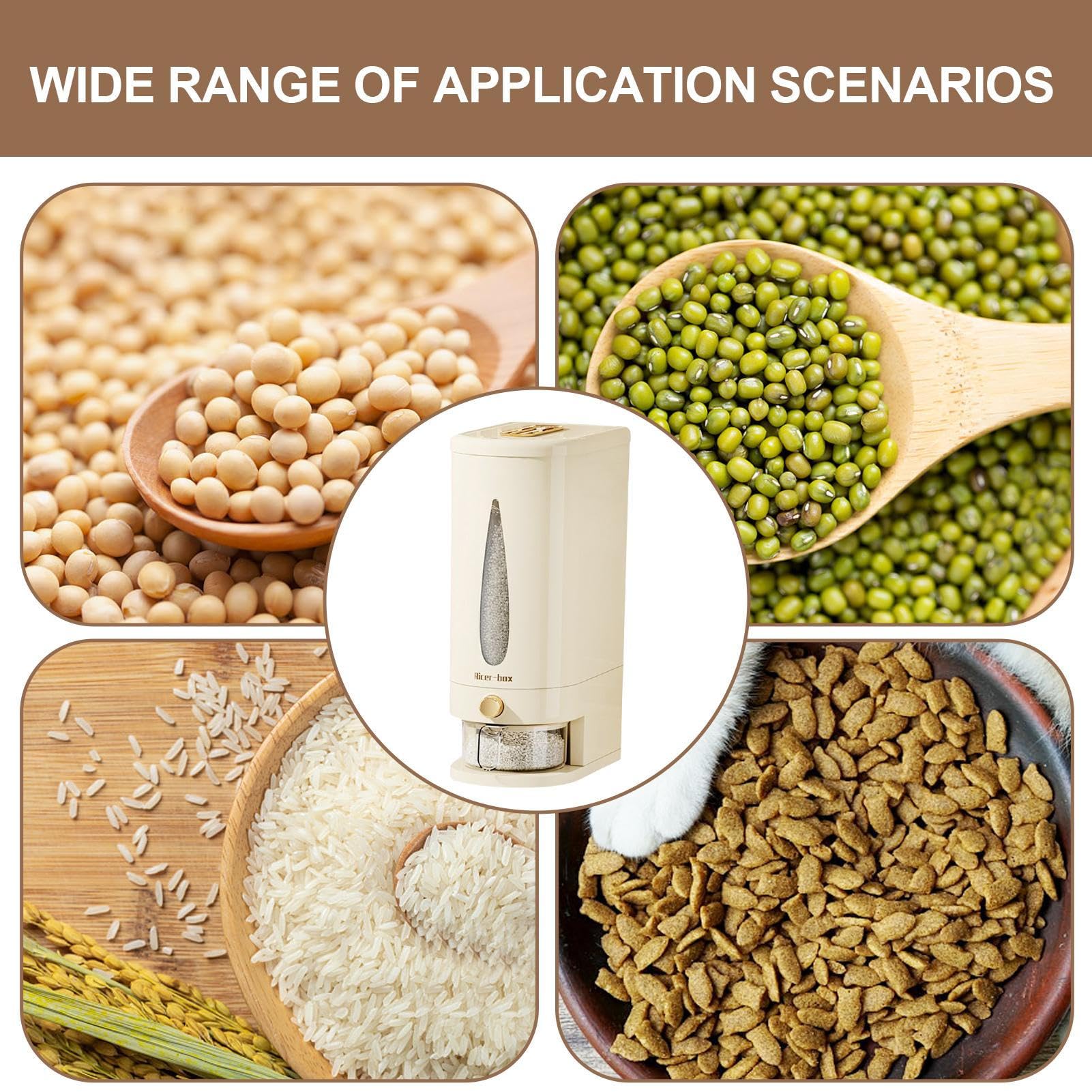 Dispensador De Arroz - Contenedor De Arroz De 10 Kg | Contenedores De Almacenamiento De Alimentos Herméticos | Cubo De Almacenamiento De Despensa De Cocina Doméstica Resistente Y Seguro Para Soja, Maí