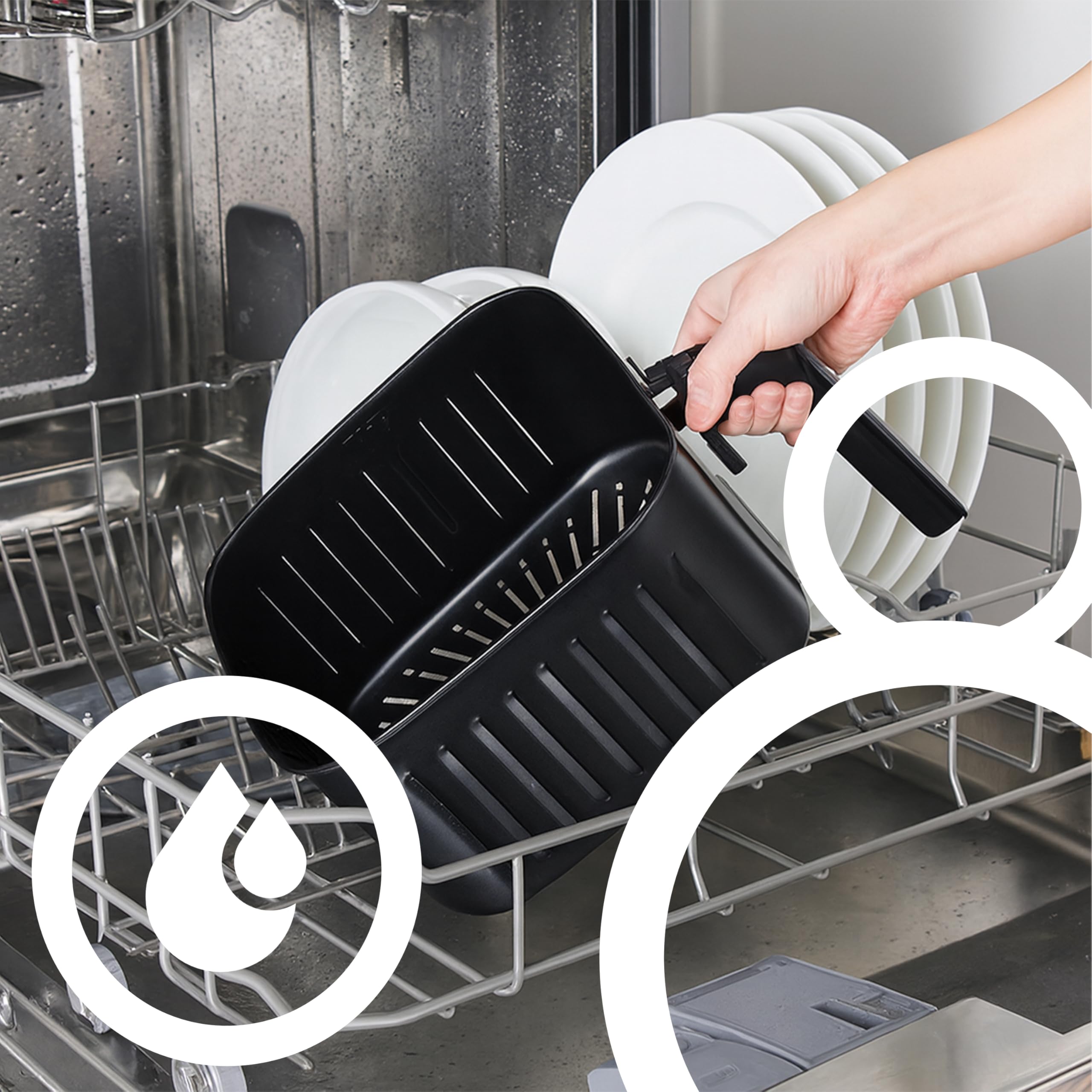 Retoo Frytkownica na gorące powietrze 6,5 l – Airfryer z powłoką zapobiegającą przywieraniu, funkcje 10 w 1, ekran dotykowy, regulacja temperatury od 60 do 200 °C, RapidAir, technologia Air