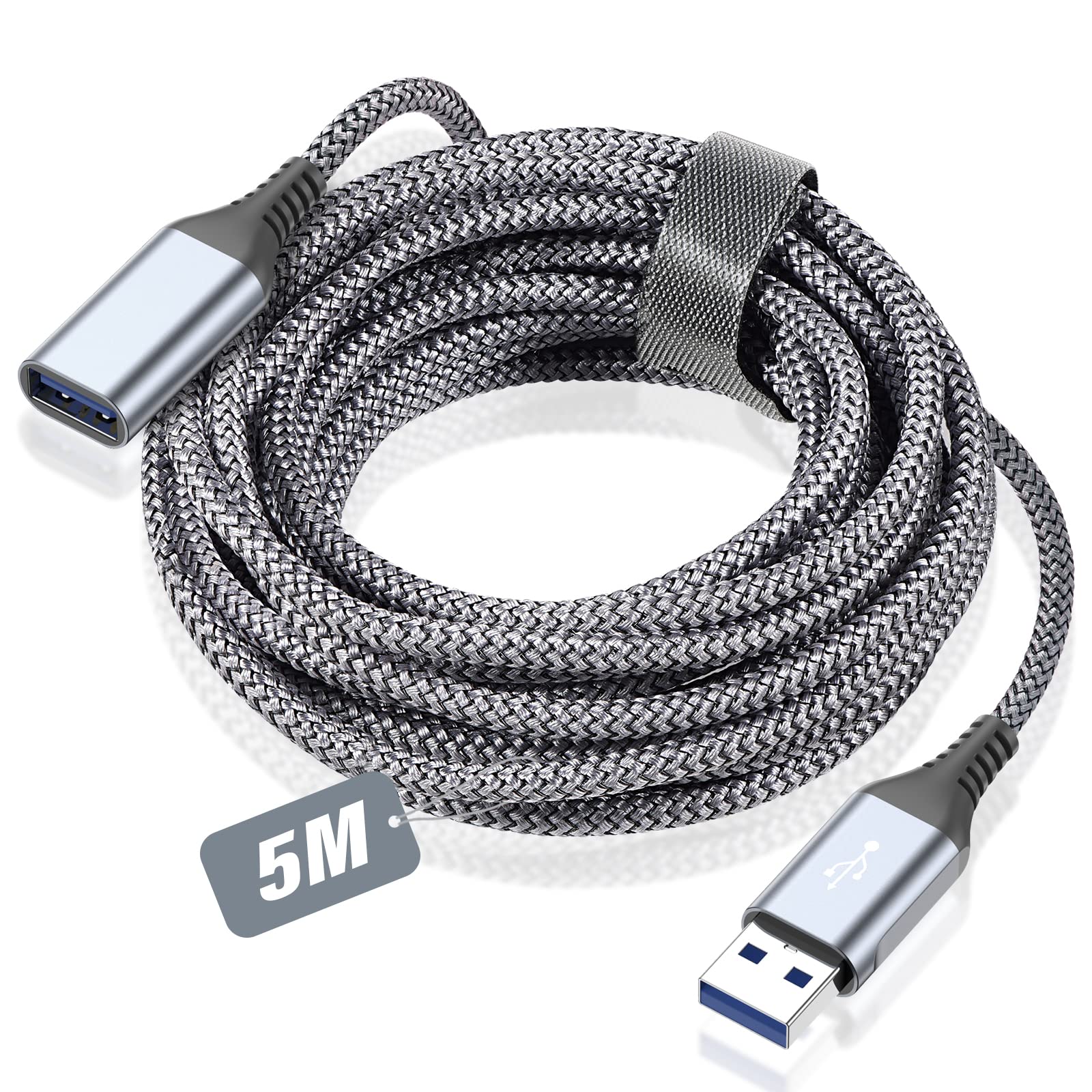sweguard USB 3.0 Verlängerung Kabel 5M, Verlängerungskabel USB-A Stecker auf A Buchse Nylon USB Kabel Verlängerung 5Gbps Superschnelle für Kartenlesegerät,Tastatur,Drucker,Scanner,Kamera,Hubs