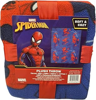 Marvel Spiderman Blue Blanket 40" x 50" Fleece Throw Soft & Cozy Spider-Man