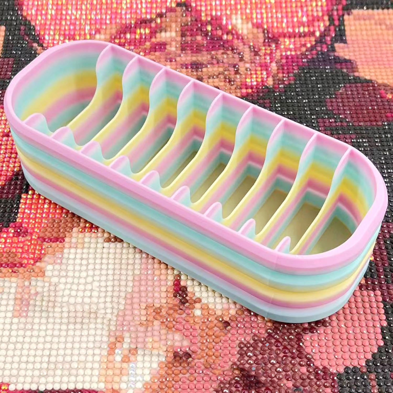 Caja de pintura de diamantes de 10 compartimentos para organizar cuentas fácilmente