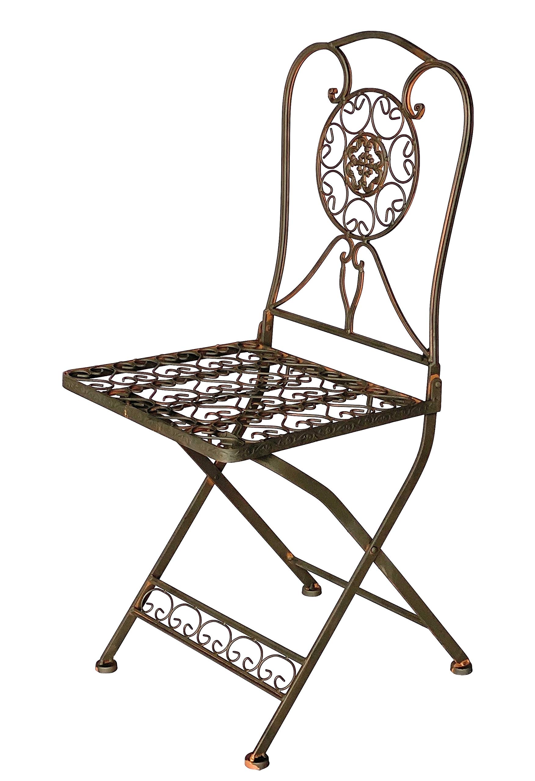Tecla 17921 krzesło ogrodowe metalowe, styl vintage, krzesło ogrodowe, żelazo nostalgiczne, brązowe, antyczne
