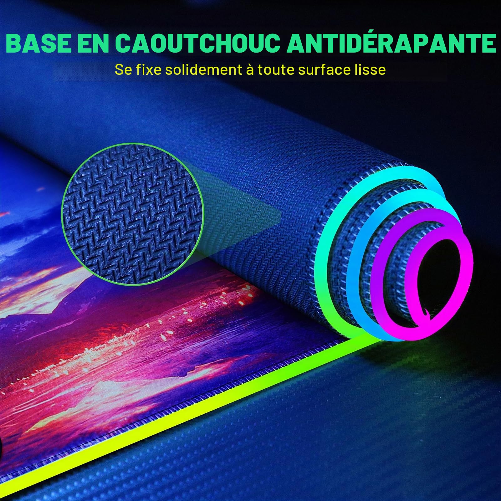 GIM Tapis de souris gaming RVB XXL 800x300 cm Motif étoile LED