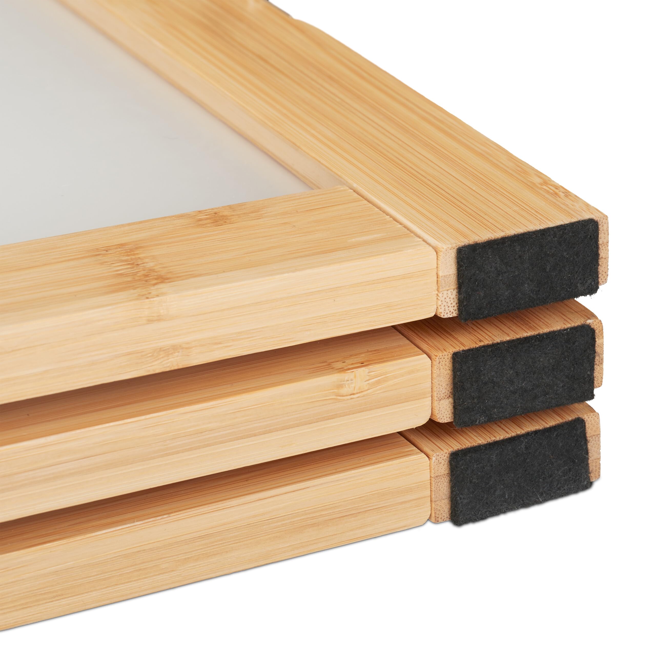 Relaxdays Biombo Triple Plástico y Bambú, Divisor Espacios Plegable, 180x136,5 cm, Tabique Interior, Natural y Blanco