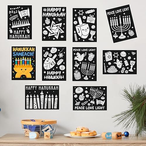 Miniatura 5 de Zhanmai 30 pósteres divertidos de Hanukkah para colorear tu propio Hanukkah, manualidades de bricolaje para manualidades de Janucá, manualidades