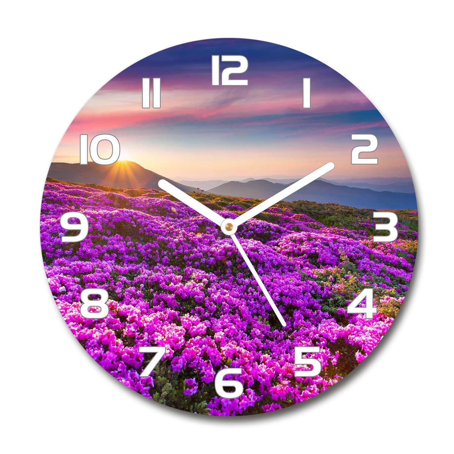 Horloge en Verre 60x60cm Tulup Silencieuse sur Pied Salon Design Fleurs
