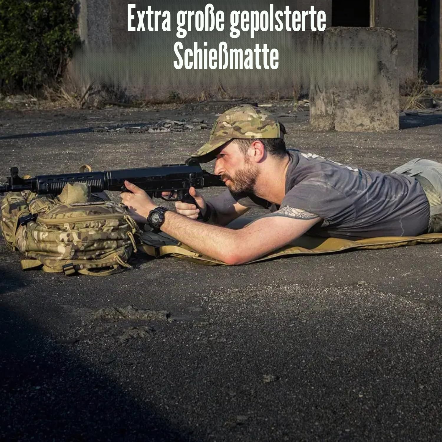 Peminkoo Schießunterlage Upgrade-Decke gepolsterte Ruhedecke aufrollbares Oxford-Gewebe für den Außenbereich rutschfest leicht wasserdicht strapazierfähig (200 x 74 cm)