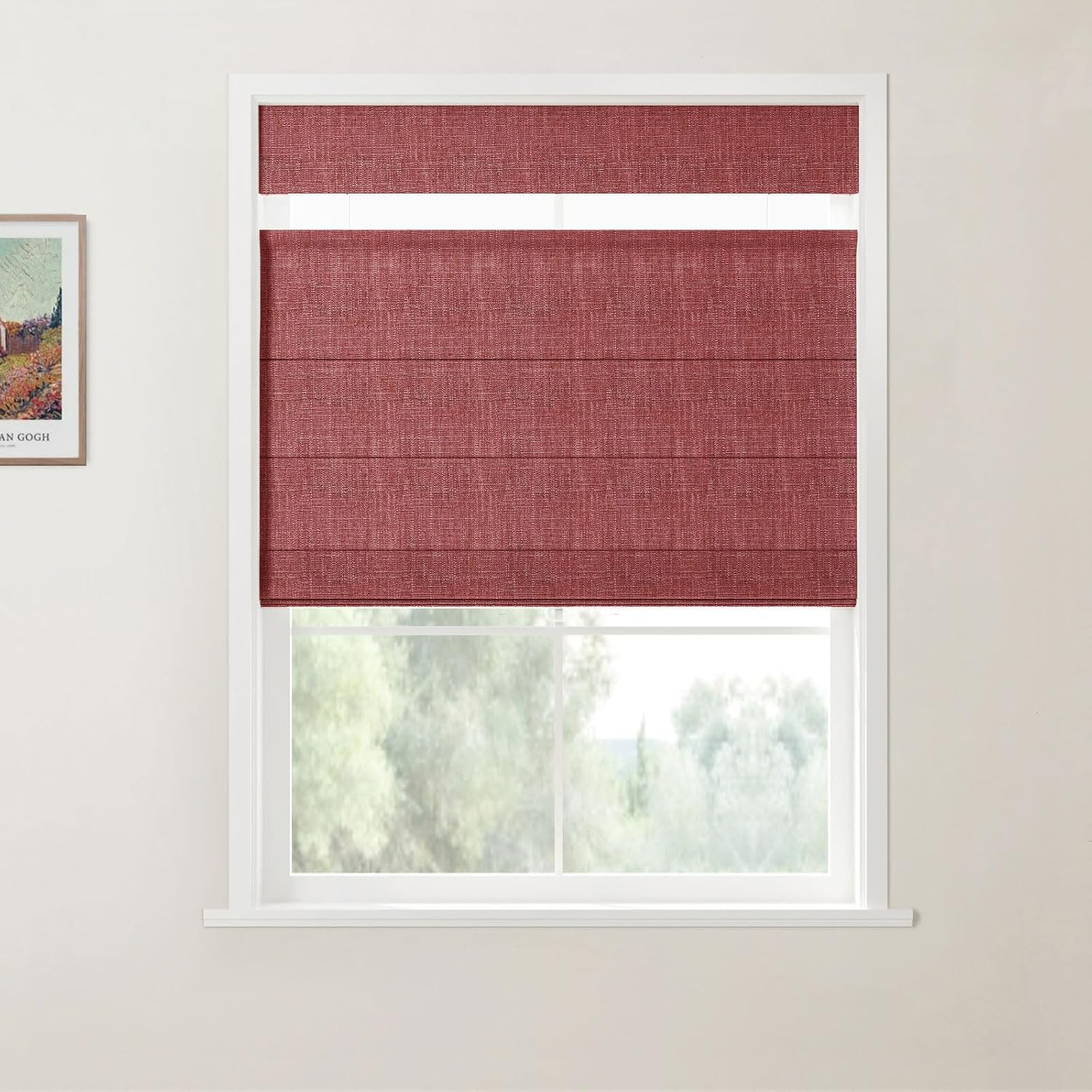 ChadMade Privacy Protection Roman Window Shade for Home Interior Window, Cordless Custom Made Roman Shade Textured Fabric Roman Blind for Home Office, 1 Piece, Cinnabar, Tallis Collection