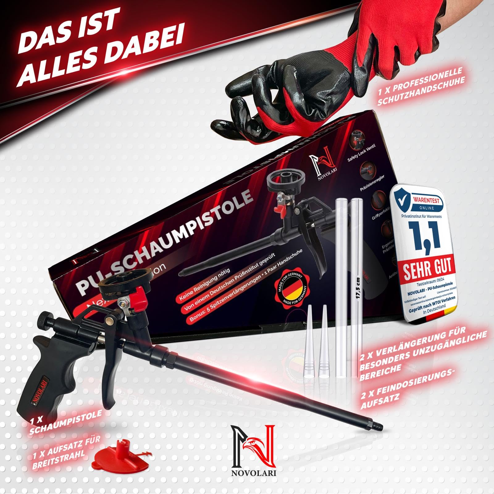 Pistola in schiuma PU con valvola a chiusura automatica e punta in rame durevole – risultati precisi senza sforzo di pulizia – Pistola in schiuma per la massima durata – Foam Gun