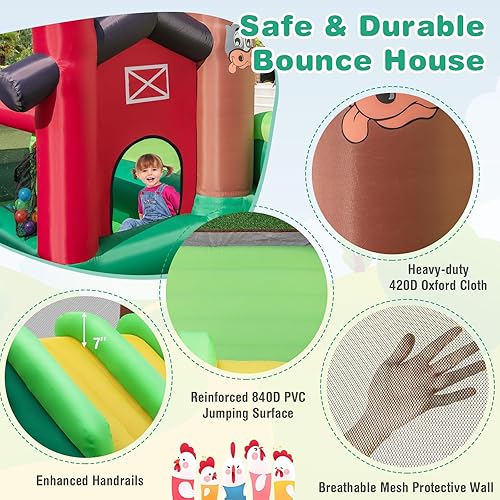 Miniatura 7 de BOUNTECH Casa inflable de rebote para niños casa inflable para fiestas en interiores y exteriores diversión familiar con doble tobogán soplador de