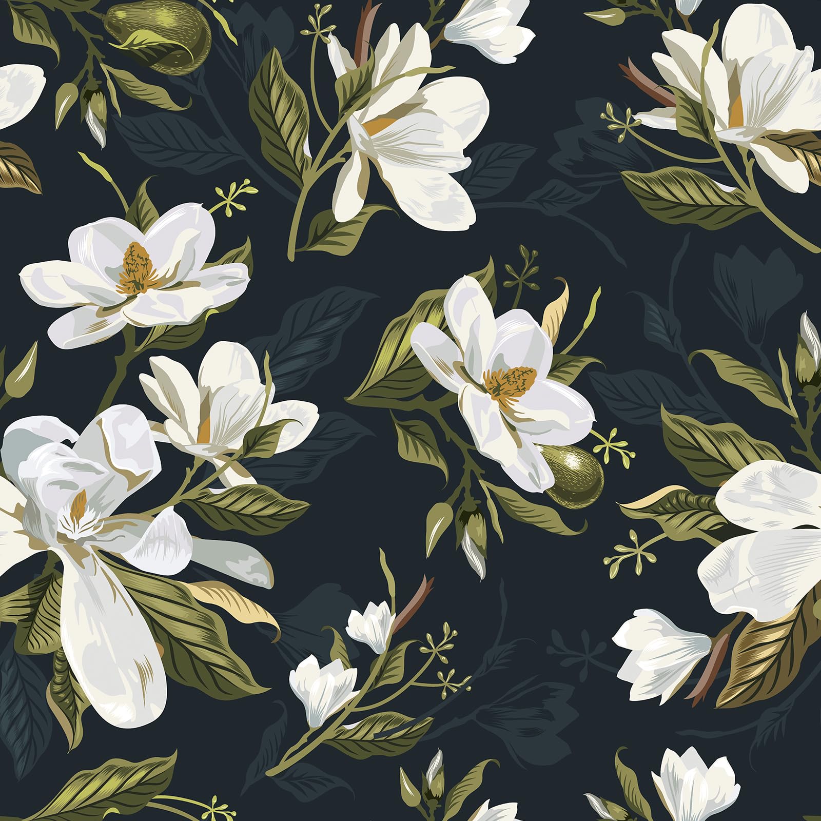 Carta da parati floreale nera in fiore Gardenia bianco grande fiore carta da parati Peel and Stick 61 x 299,7 cm decorativo floreale scuro carta da contatto per armadi pareti rimovibili