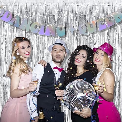 Miniatura 23 de Foil Fringe Curtain Christmas Party Decorations - Red Metallic Tinsel Photo Booth Backdrop Party Steamers Curtains for Christmas New Years