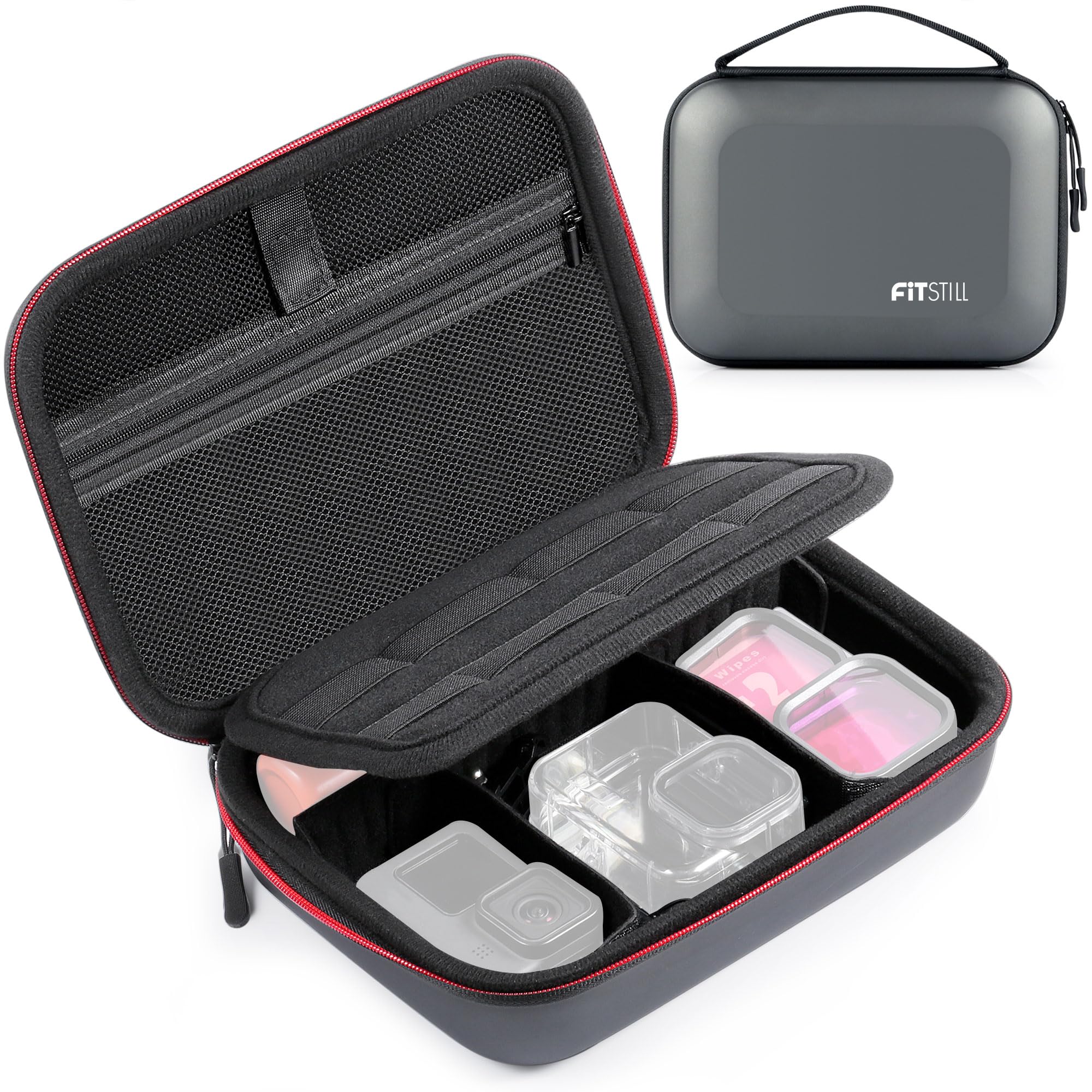 FiTSTILL Carrying Travel Storage Case for DJI Action 5 Pro/4/3/2,Go Pro Hero 13/12/11/10/9/8/7/6/5/Hero 4K,MAX2/MAX360 2025,insta 360 X5 X4 X3,GO