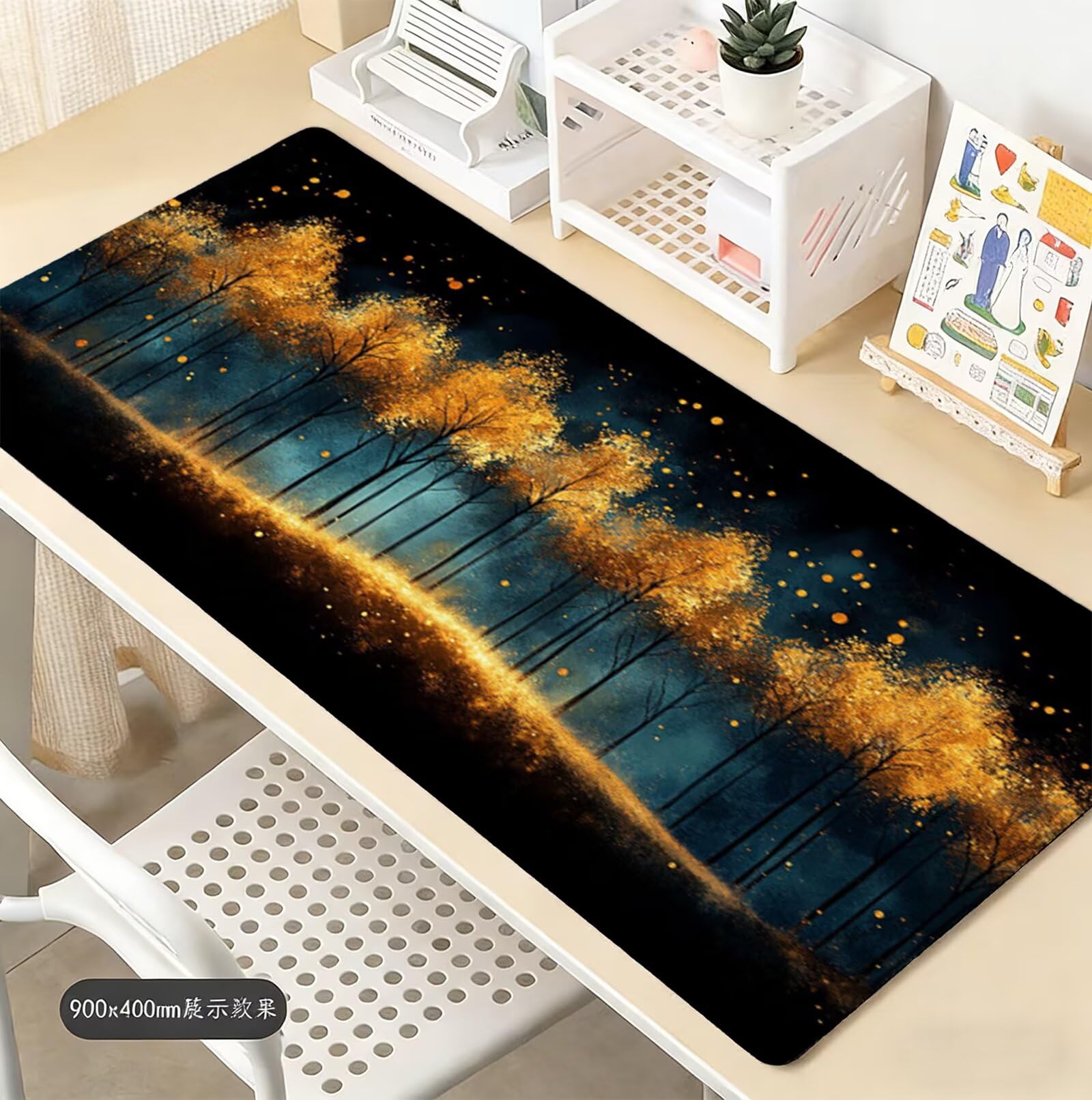 Podkładka pod mysz XXL 1400 x 600 mm podkładka pod mysz do gier drzewo, podkładka na biurko z antypoślizgową gumową podstawą, wodoodporna i antypoślizgowa abstrakcyjna podkładka pod mysz, do PC