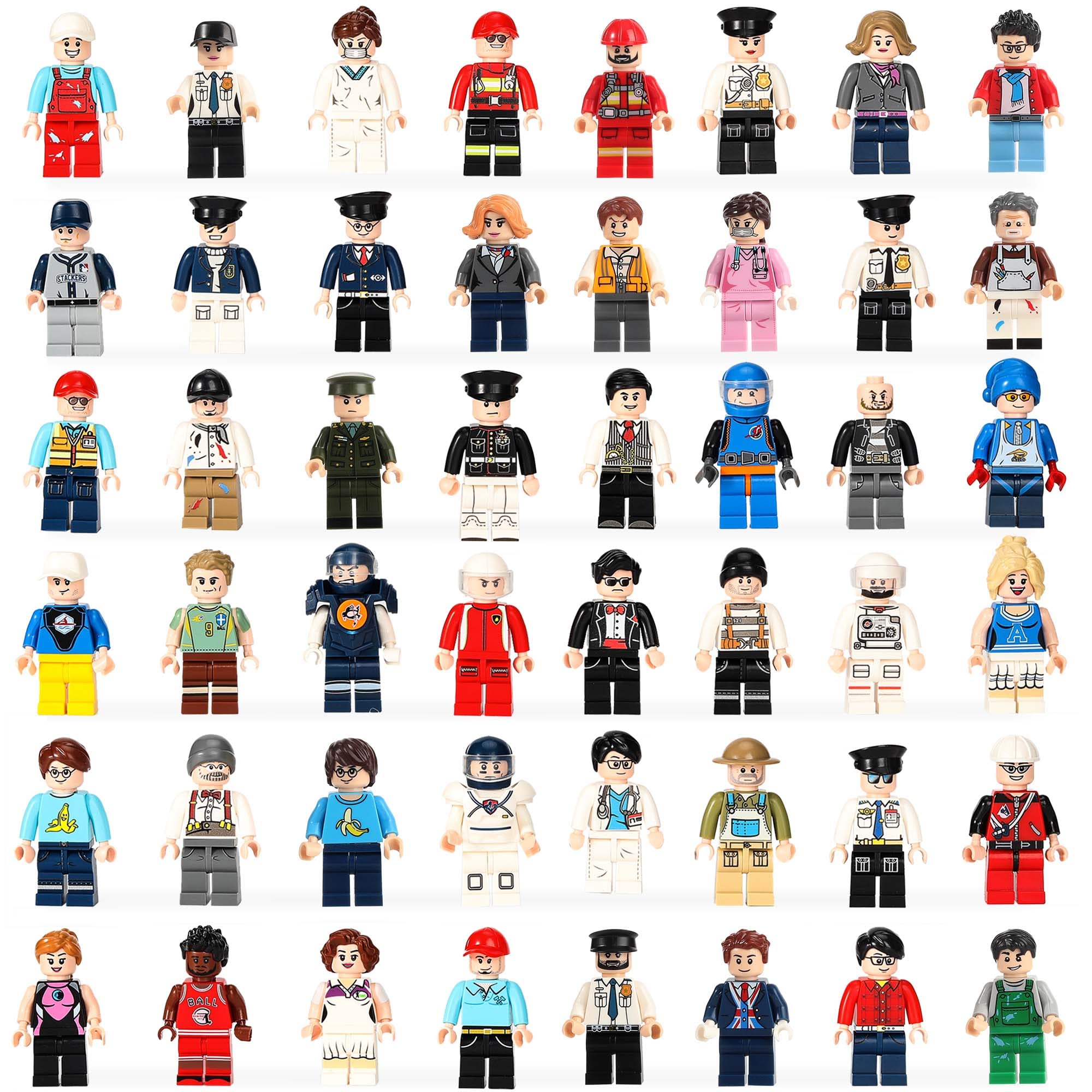 48pcs Mini People Figures Toys Set, Community People Buliding Blocks Set, Collection and Display Action Figure Toys