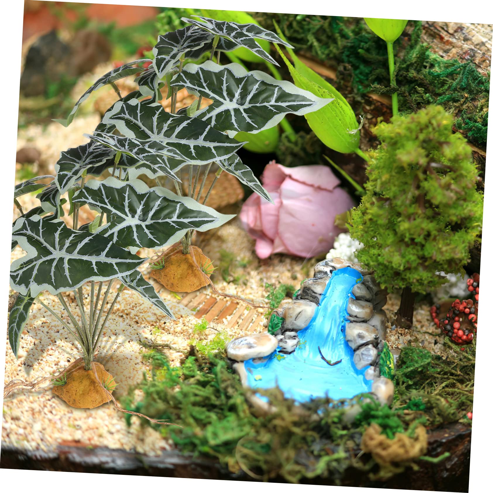 Angoily 4piezas Plantas Artificiales De Simulación para Reptiles y Acuarios Decoraciones De Terrario Base Estable De Adornos Naturales para Peceras y Terrarios