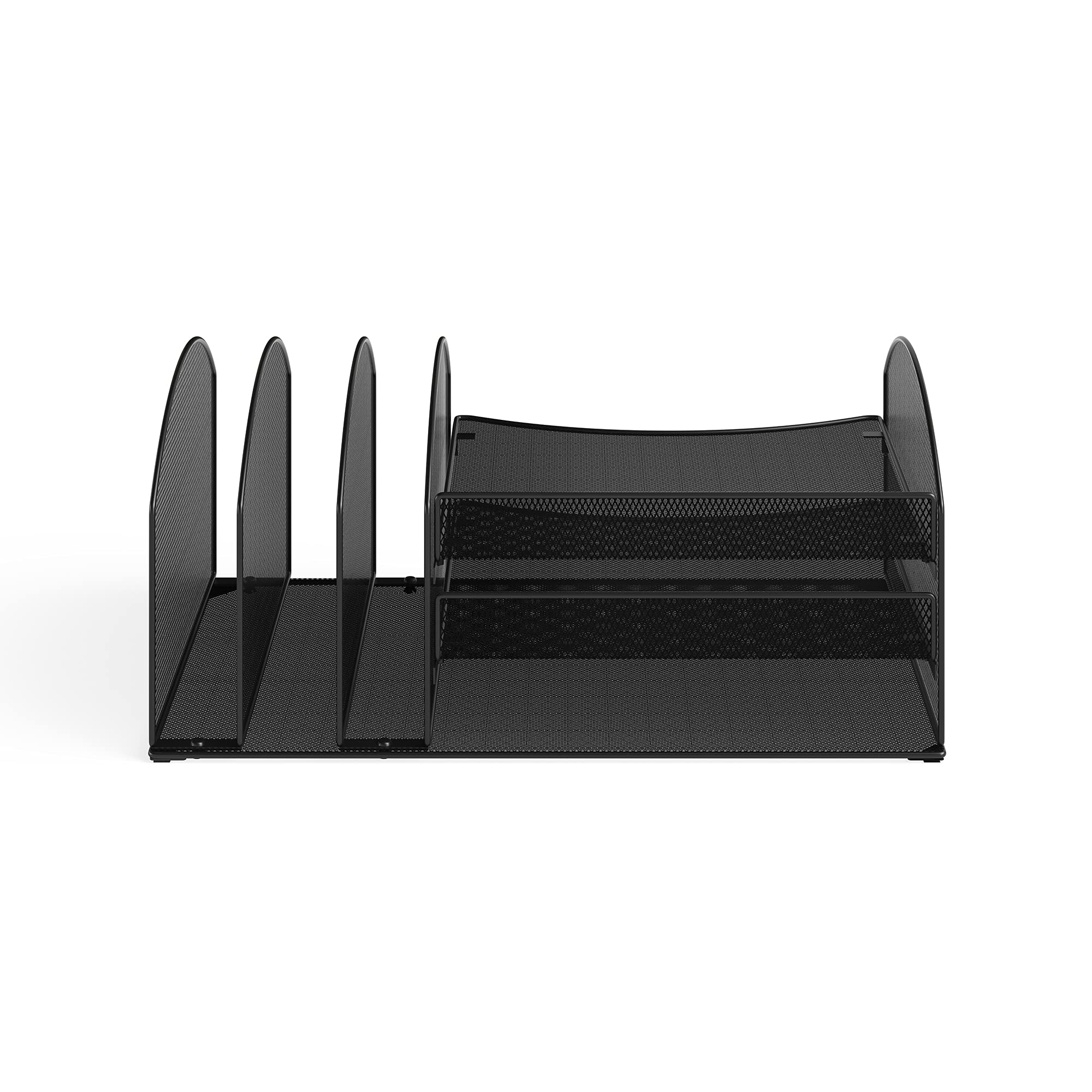 SafcoProducts 3213BLKD Onyx Steel Desk Organizer 3 Horizontal, 3 Upright Sections, Perfect for Destkop Ogranization in the Home, Office or Classroom, Black