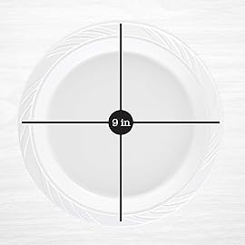 200 Count Disposable 9 Inch White Plastic Dinner Plates large