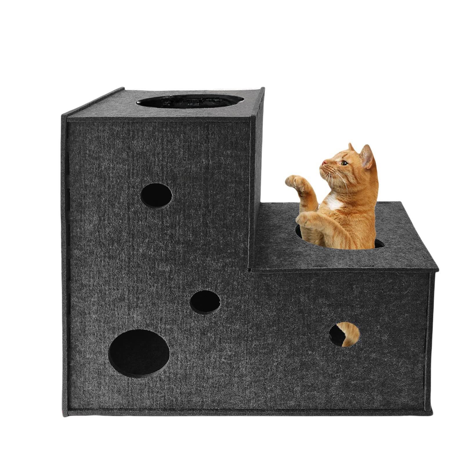 Long Cat House With Scratching Pad Cat Hideaway Tunnels For